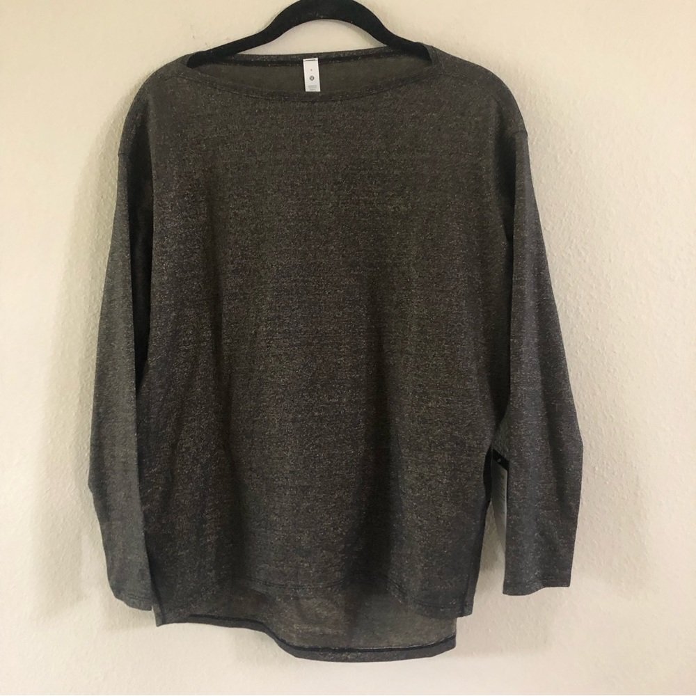 NWT $80 Lululemon Back in Action LS Spark Oversized Tee Black Shimmer